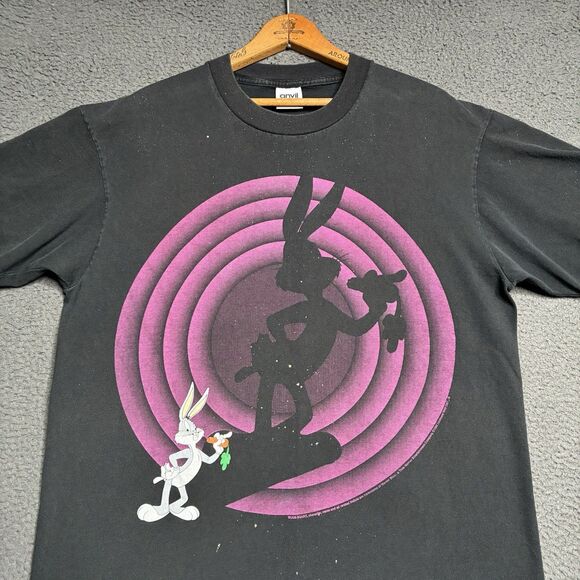 VTG 90s Bugs Bunny Shadow Shirt Mens XL Looney Tunes Made In USA Distressed Fade - Picture 1 of 14